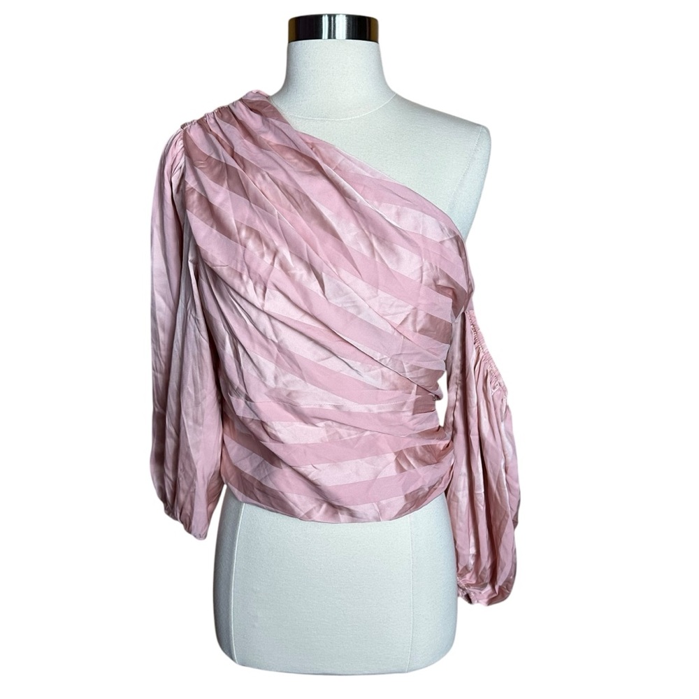 DO+BE Pjnk Off Shoulder Draped Ethereal Pink Coquette Vacation Blouse Top L NWT